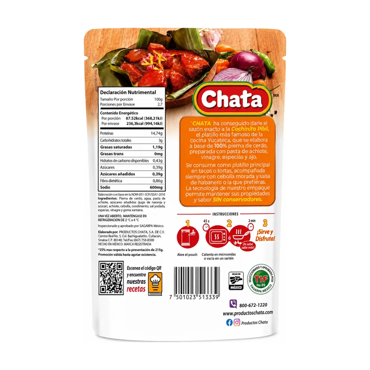 Cochinita pibil pierna de cerdo condimentada Chata (270 g / 9.52 oz) - Thumbnail 2
