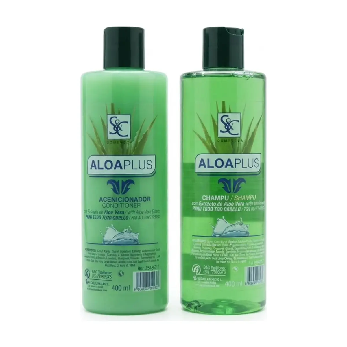 Juego de champú y acondicionador con extracto de aloe vera para todos los cabellos S&C Natural