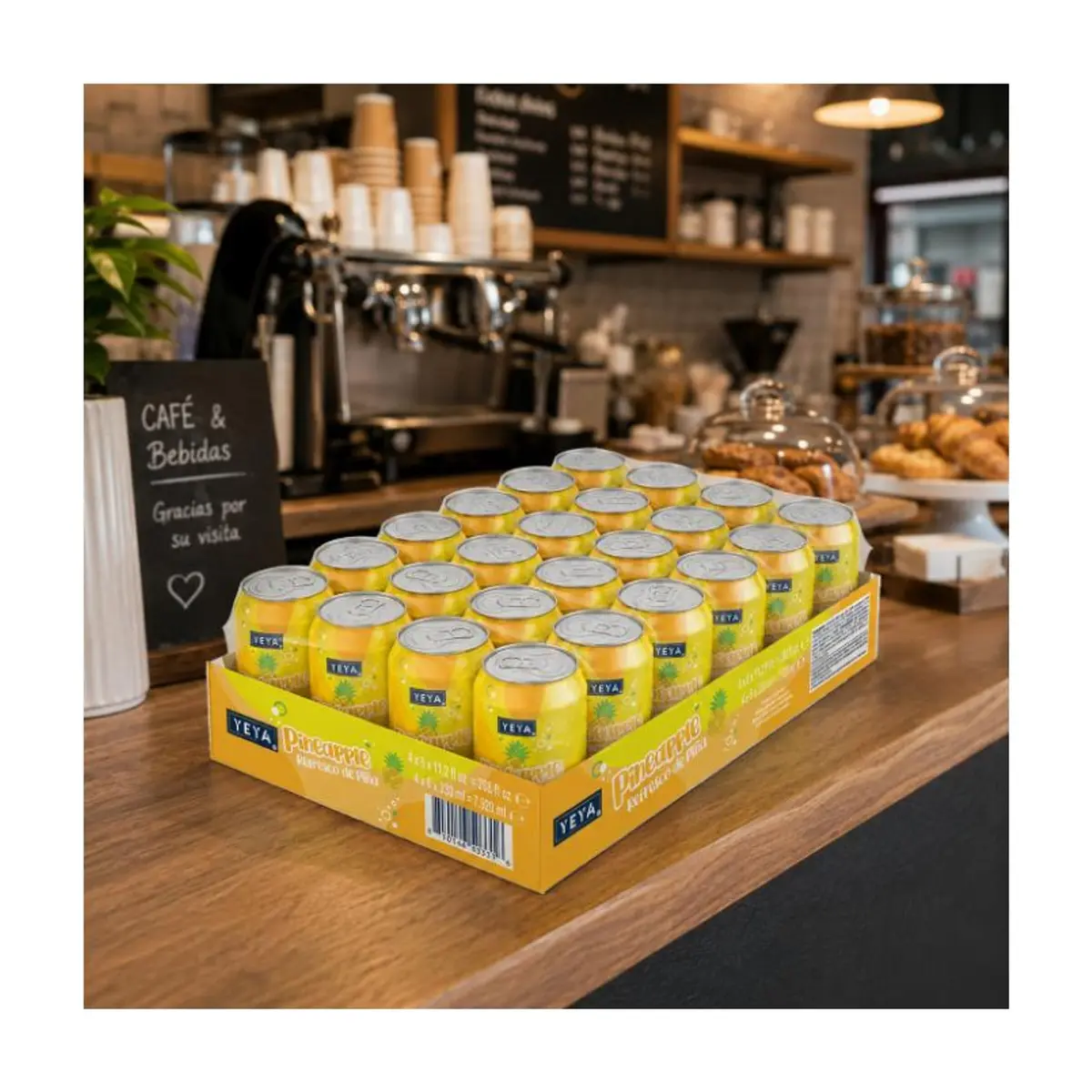 Caja de refresco gaseado de piña YEYA (24 x 330 ml) - Thumbnail 2