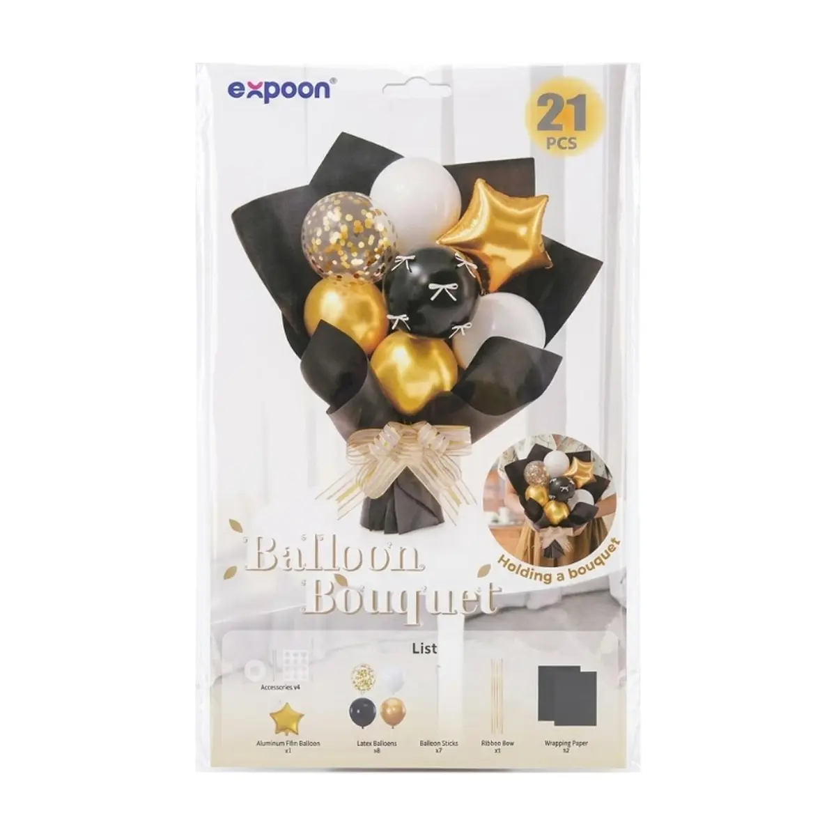 Set de globos negro y dorado Expoon (21 U)