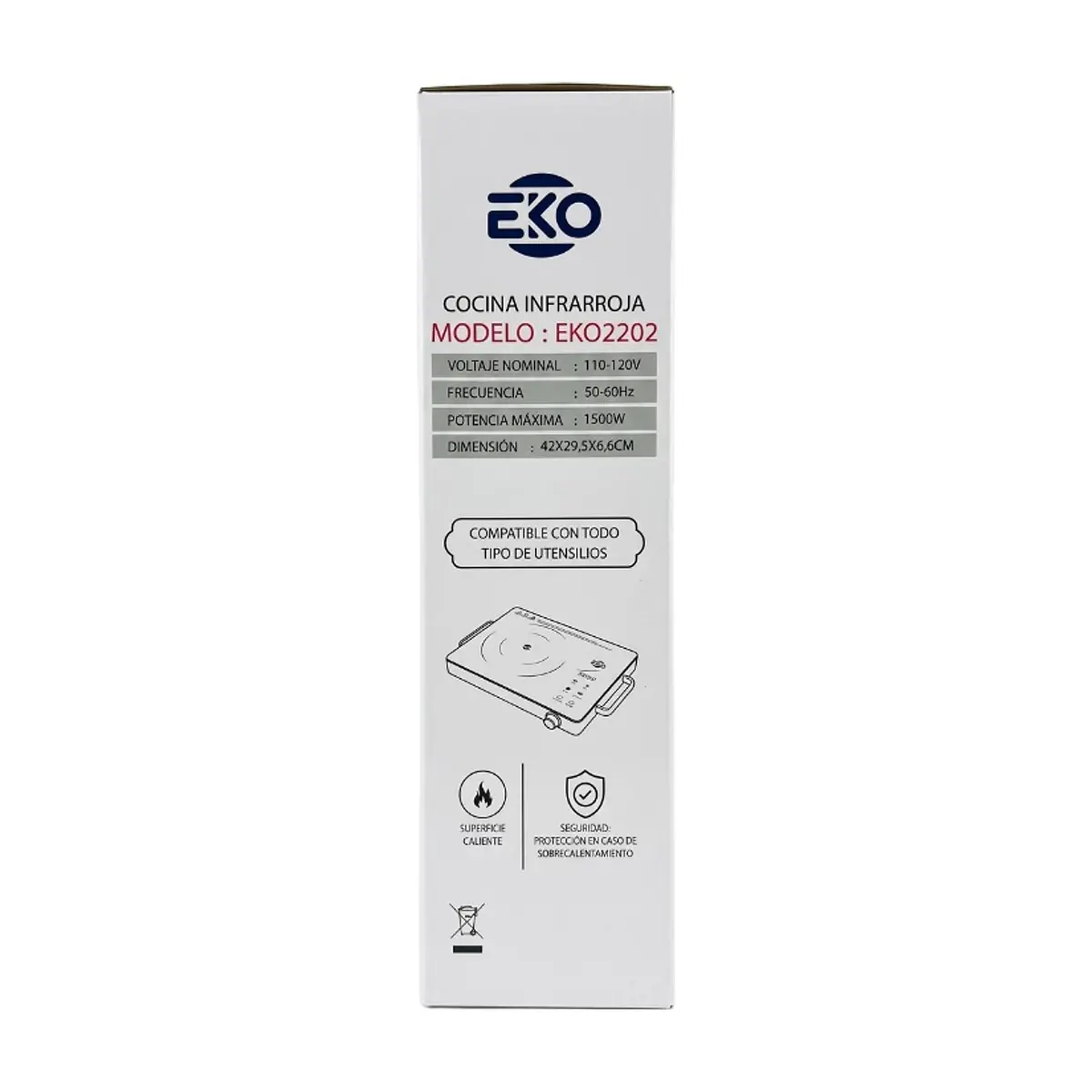 Cocina infrarroja compatible con todo tipo de utensilios 1500 W EKO EK02202 - Thumbnail 4