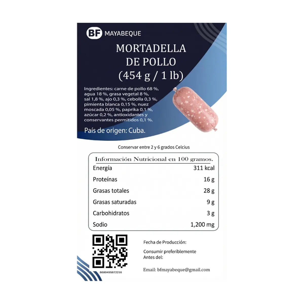Mortadella de pollo BF Mayabeque (454 g / 1 lb) - Thumbnail 2