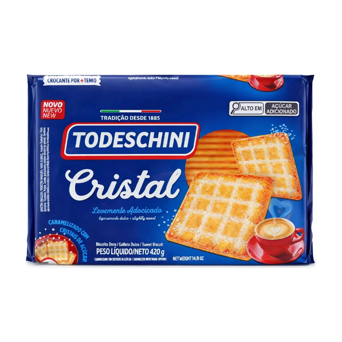 Galletas dulces caramelizadas con cristales de azúcar Todeschini Cristal (420 g / 14.85 oz)