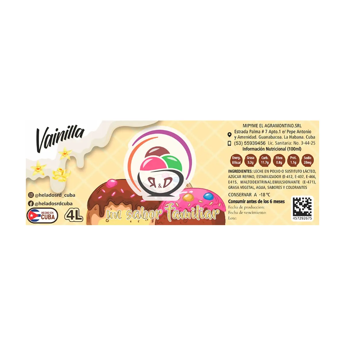 Helado sabor vainilla R&D (4 L) - Thumbnail 3