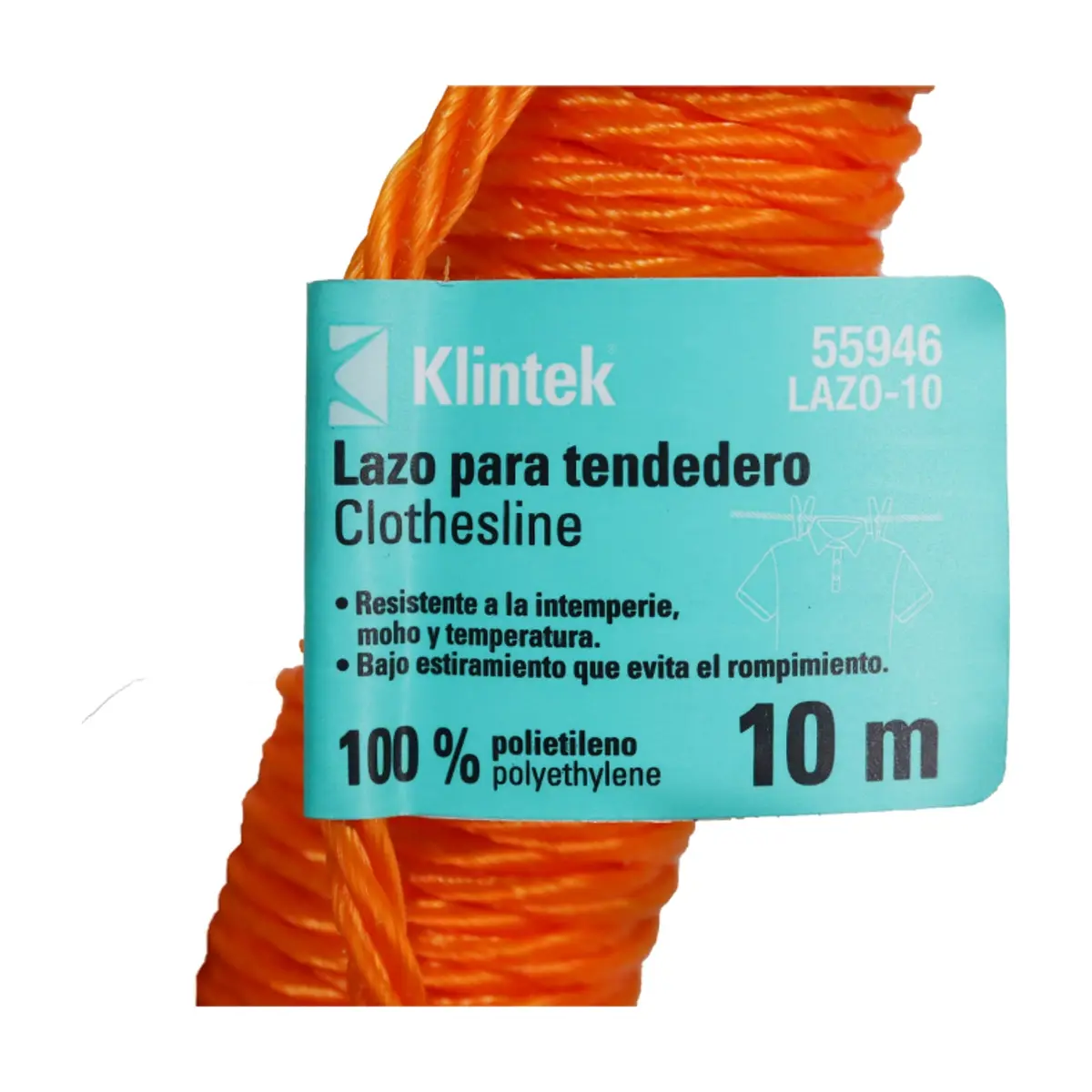 Lazo para tendedero de 10 m de largo color naranja Klintek - Thumbnail 4