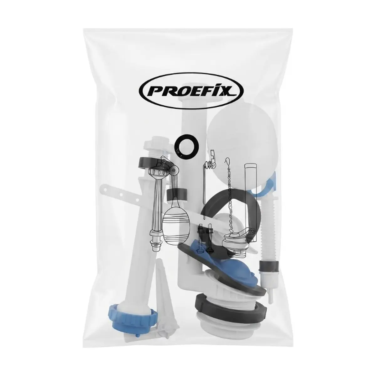 Herraje completo universal para sanitario 1/2" de palanca Proefix