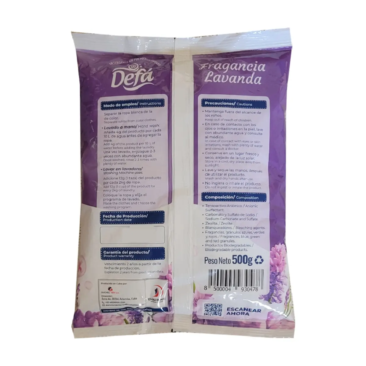Detergente en polvo multiusos fragancia lavanda Defá (500 g / 1.1 lb) - Thumbnail 2