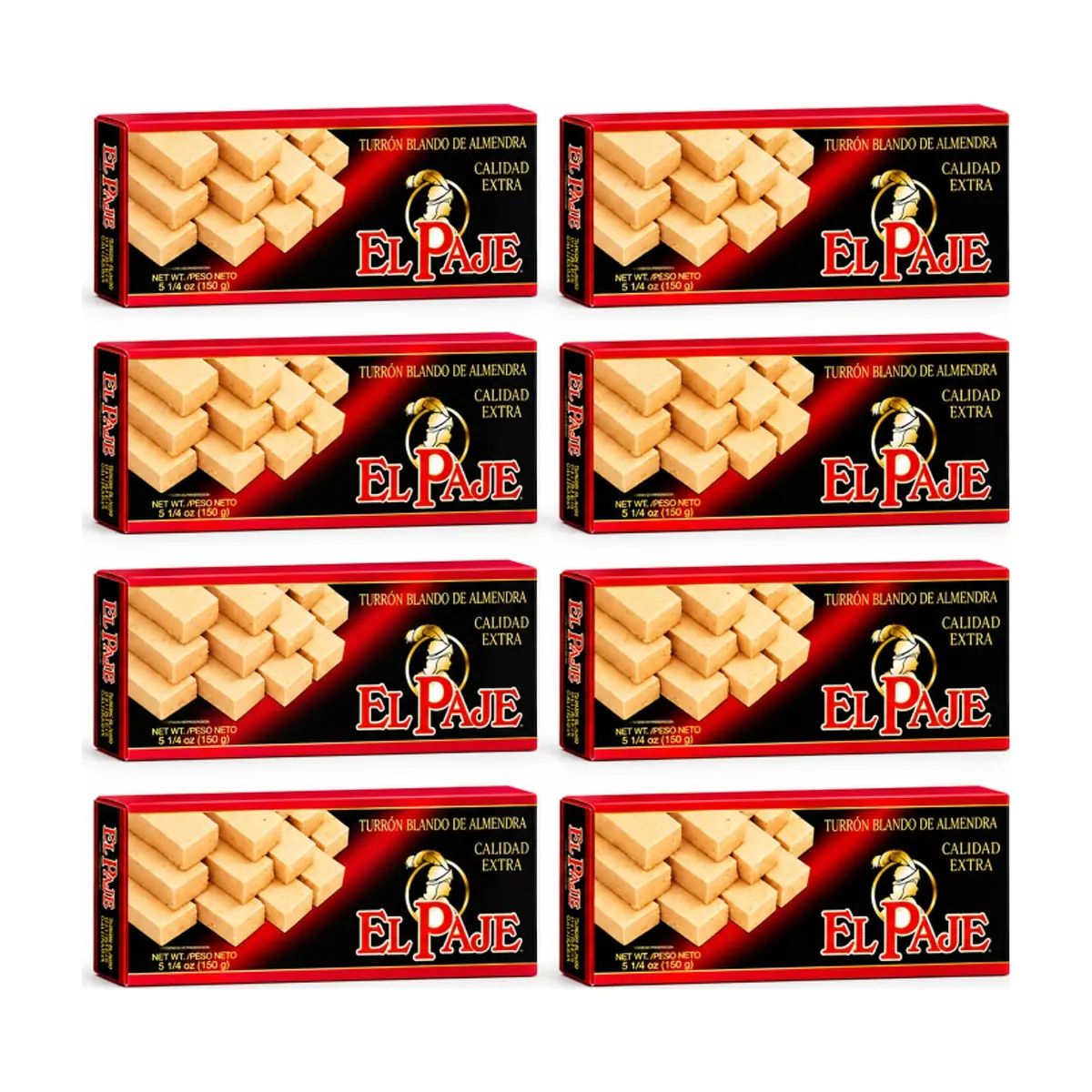 Turrón blando de almendra de calidad extra El Paje (8 x 150 g / 5.29 oz)