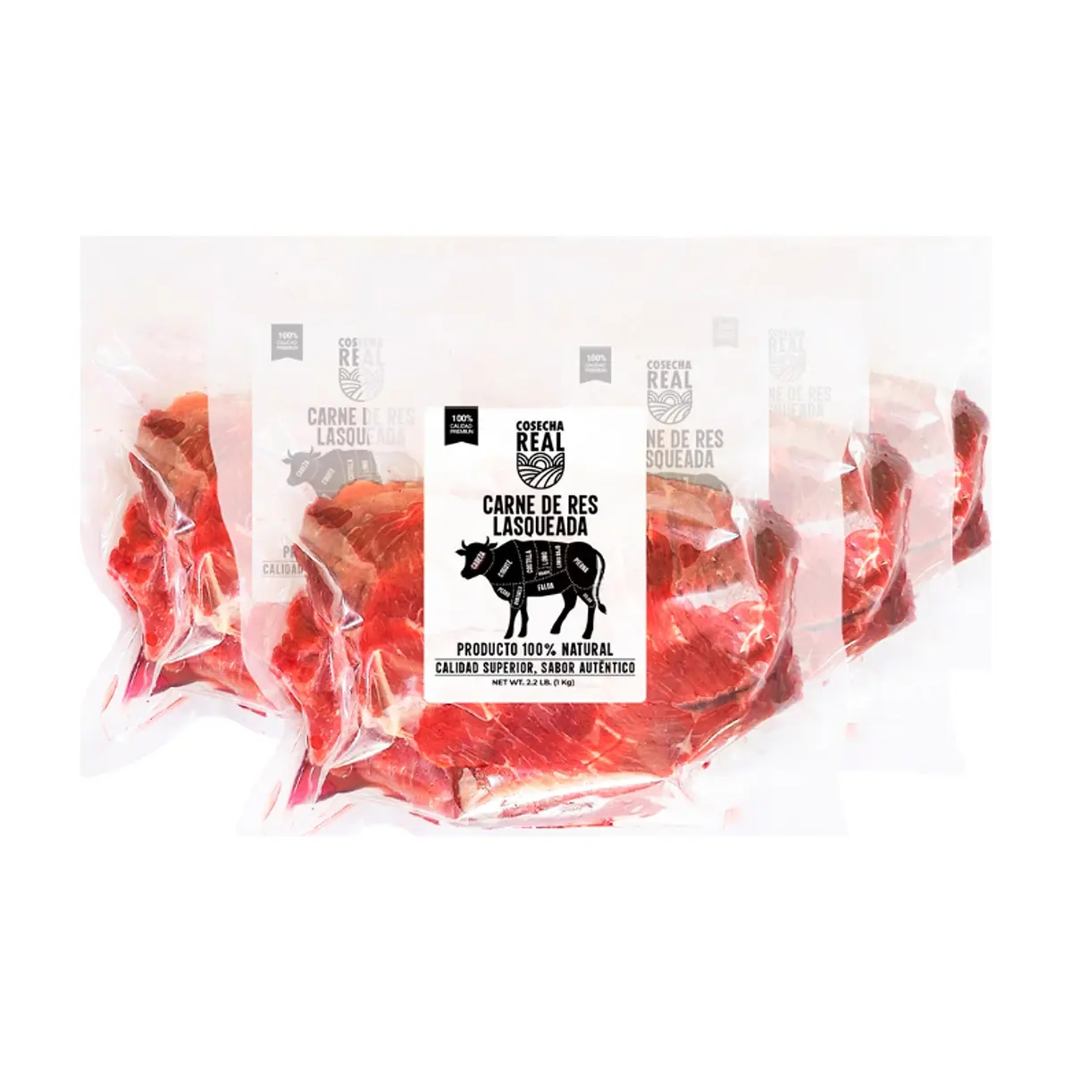Carne de res lasqueada Cosecha Real (4 x 1 kg / 2.2 lb) - Imagen 1