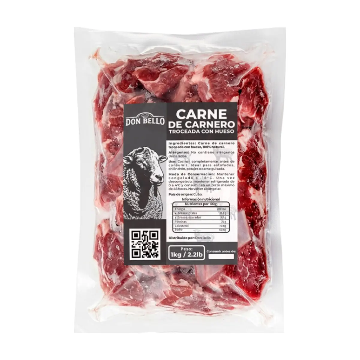 Carne de carnero troceada con hueso Don Bello (1 kg / 2.2 lb)