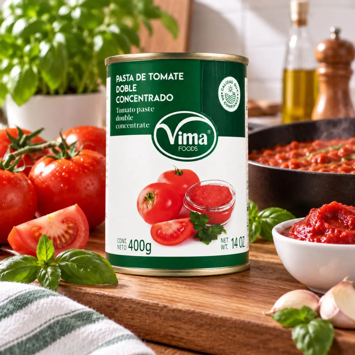Pasta de tomate doble concentrado Vima Foods (400 g / 14 oz) - Thumbnail 4