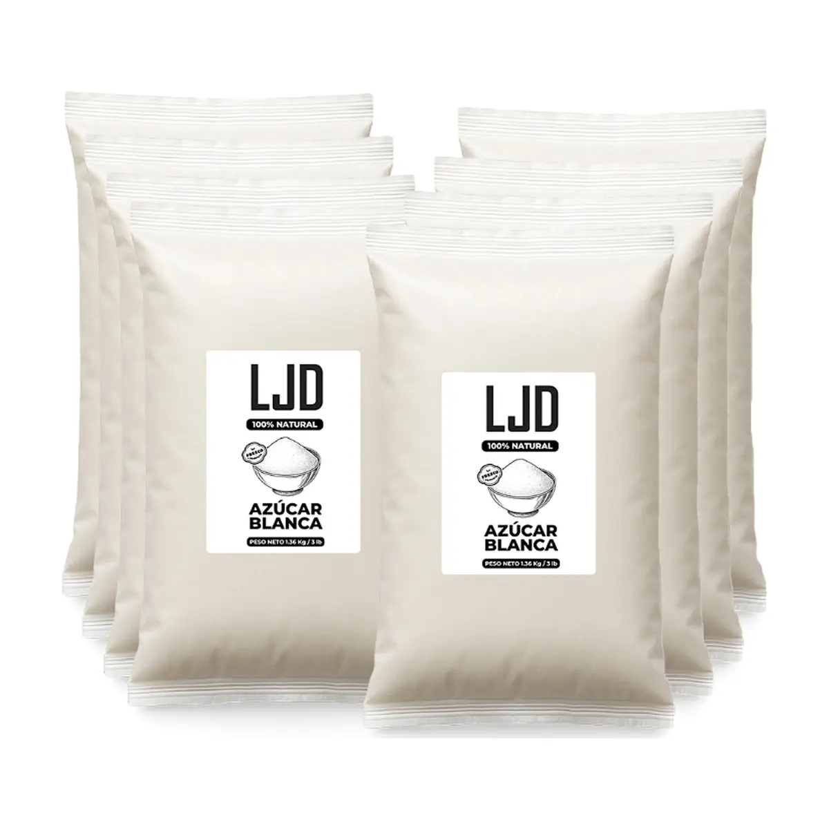 Azúcar blanca LJD (8 x 1.36 kg / 3 lb)