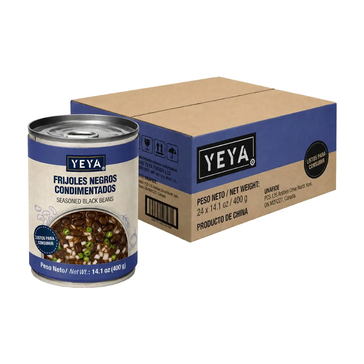 Frijoles negros condimentados YEYA (24 x 400 g / 14.1 oz)