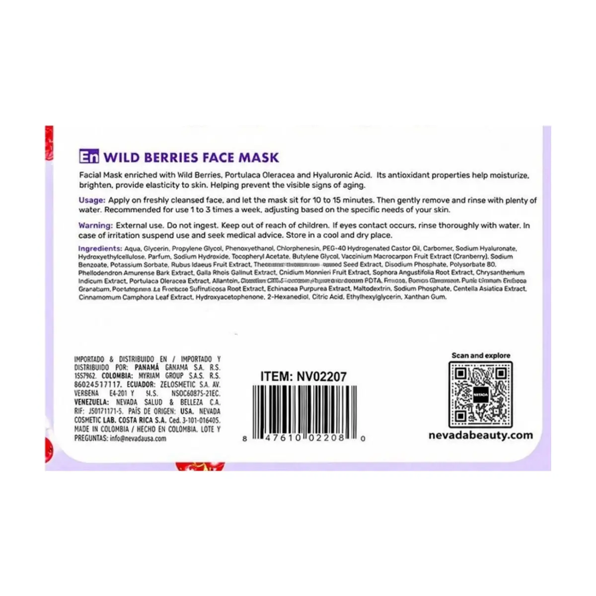 Mascarilla facial frutos del bosque antioxidante rejuvenecedor Bayas Silvestres Nevada (30 g / 1.05 oz) - Thumbnail 3