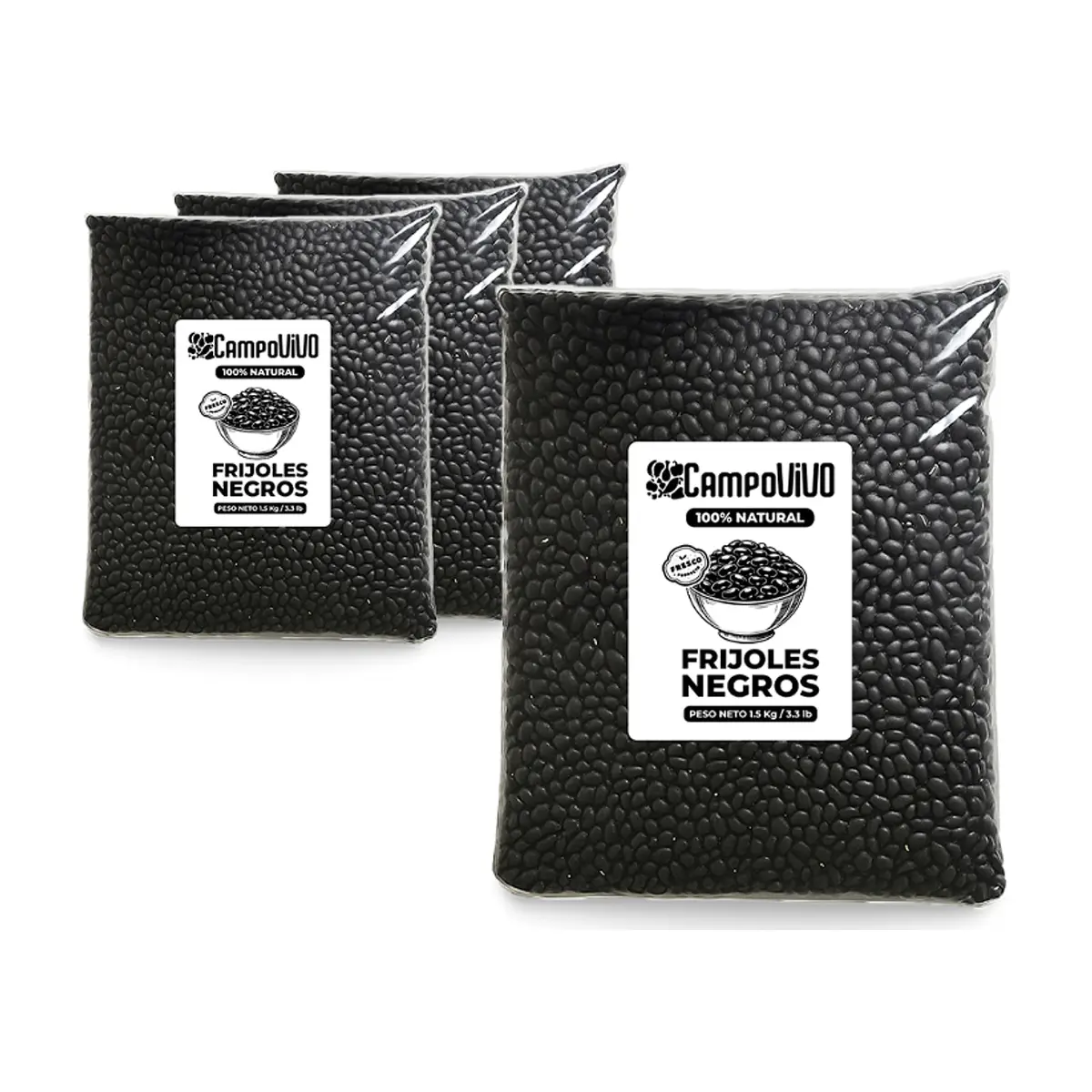 Frijoles negros Campo Vivo (4 x 1.5 kg / 3.3 lb)