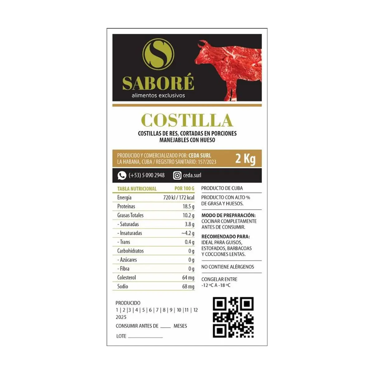 Costillas troceada de res Saboré (2 kg / 4.4 lb) - Thumbnail 3