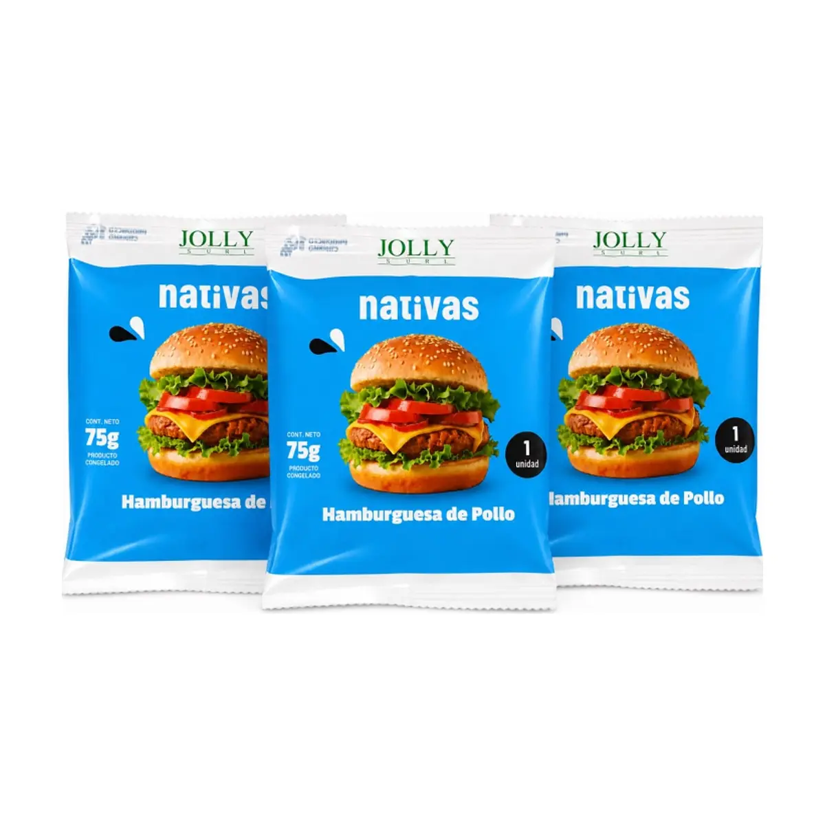 Hamburguesa de Pollo Nativas Jolly Surl ( 3 x 75 g / 2.6 oz)