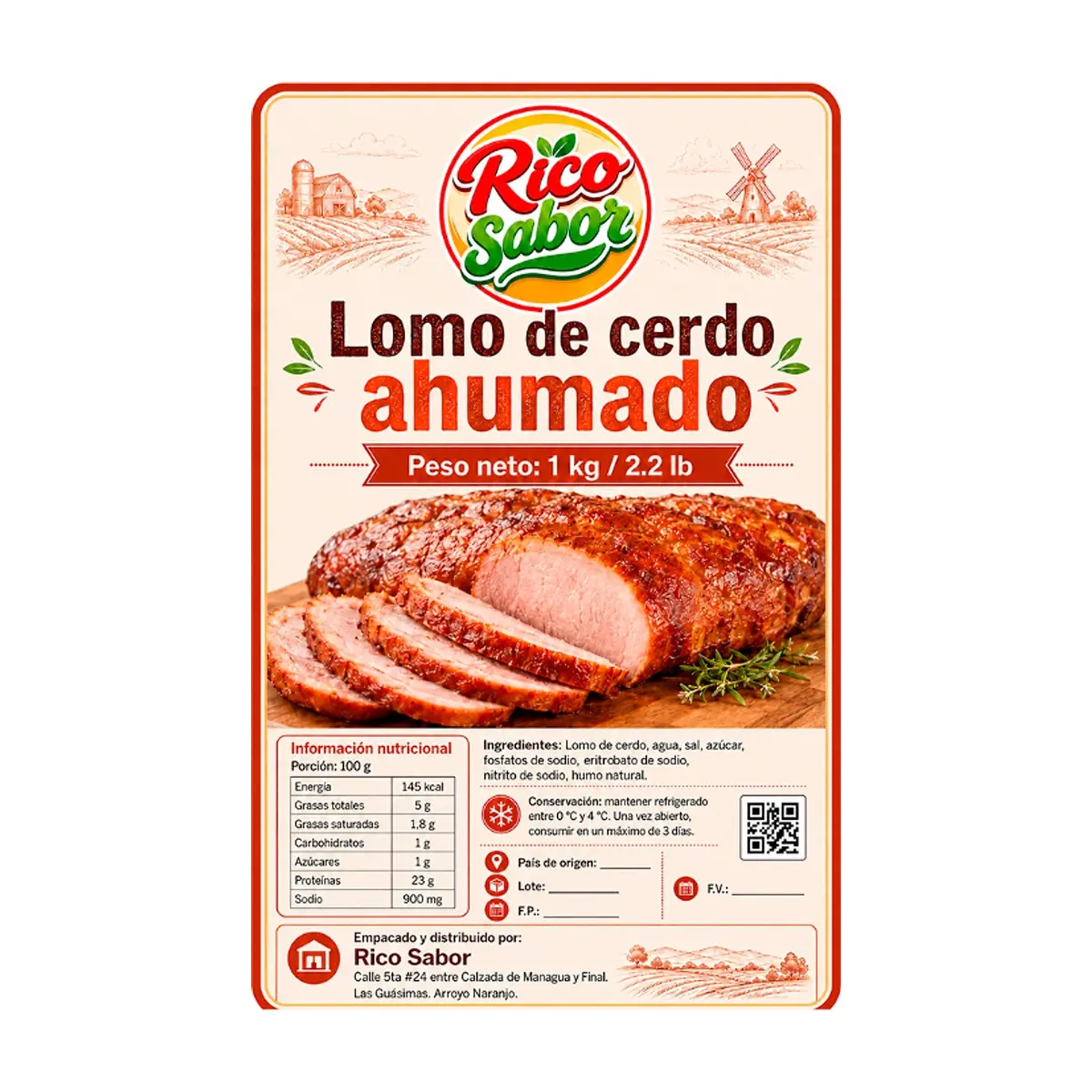 Lomo de cerdo ahumado Rico Sabor (1 kg / 2.2 lb) - Miniatura 3