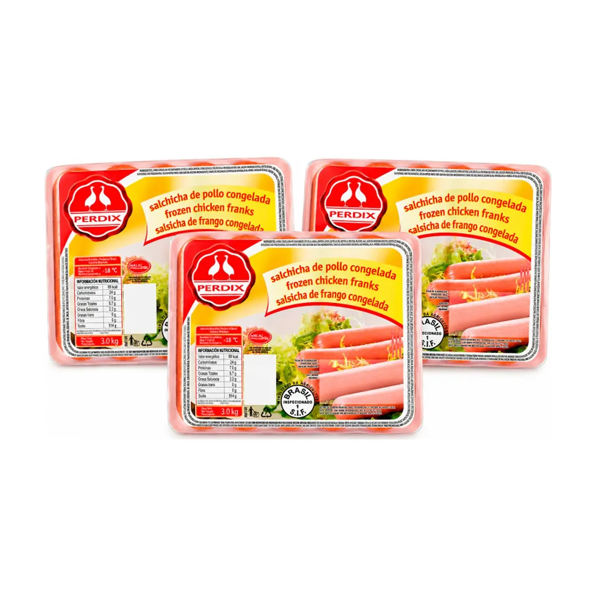 Salchicha de pollo congelada Perdix (3 x 3.0 kg / 6.6 lb) - Imagen 1