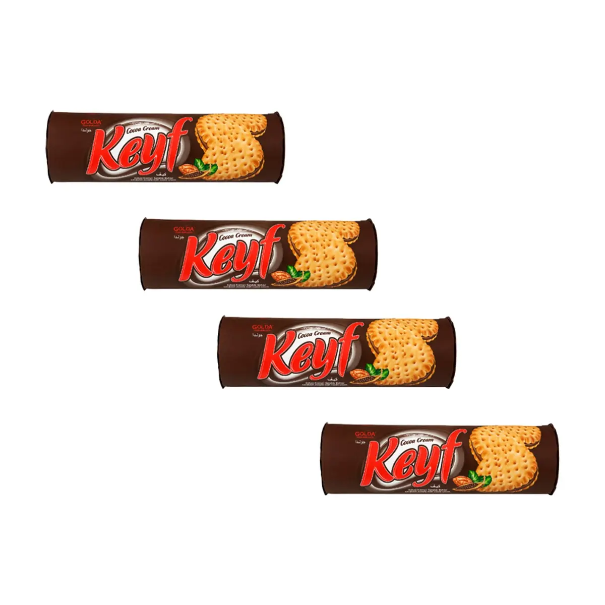 Galleta sándwich de crema de cacao Keyf Golda (4 X 140 g / 4.94 oz)