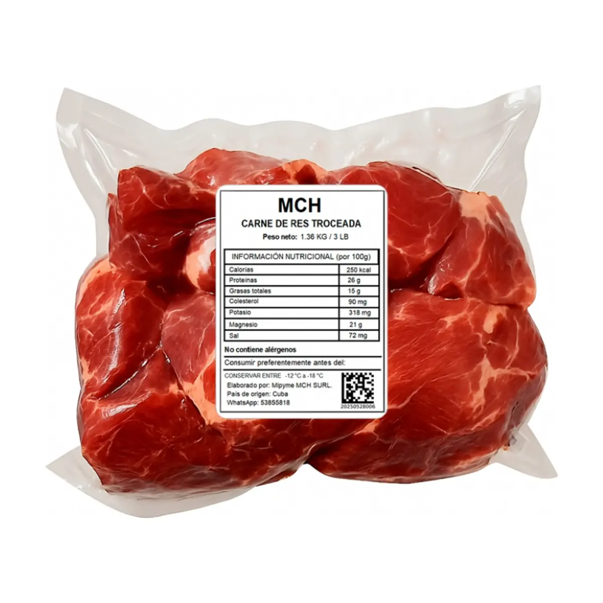 Carne de res troceada MCH (1.36 kg / 3 lb)