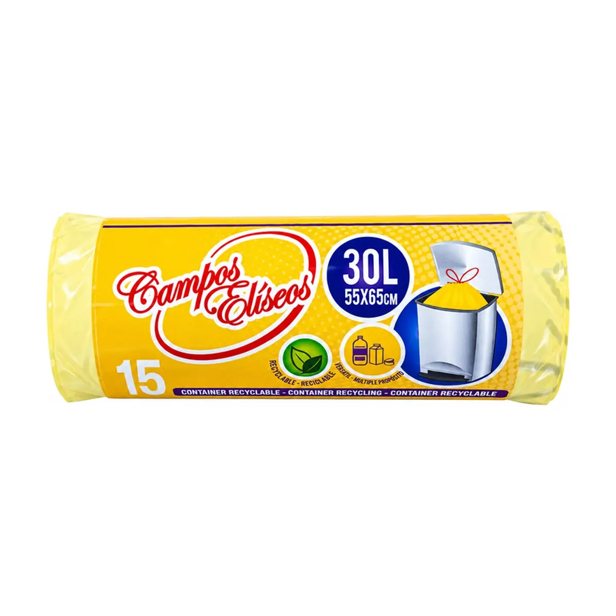 Bolsa de basura amarilla 30 L 55 x 65 cm Campos Elíseos (15 U)