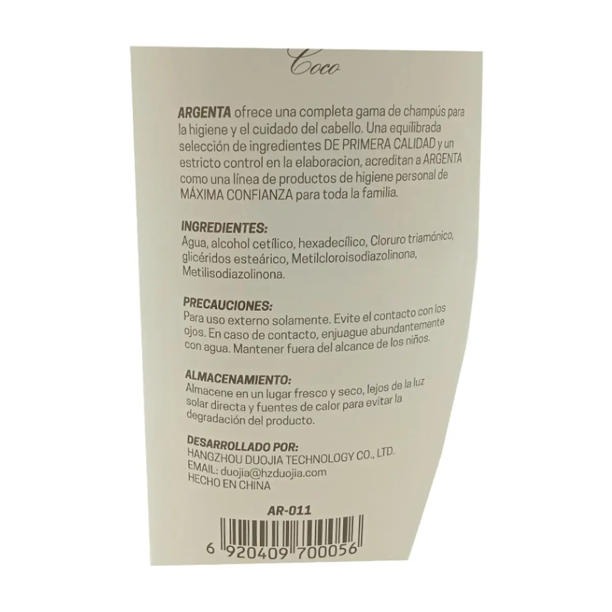 Acondicionador de coco Argenta (400 ml) - Thumbnail 6