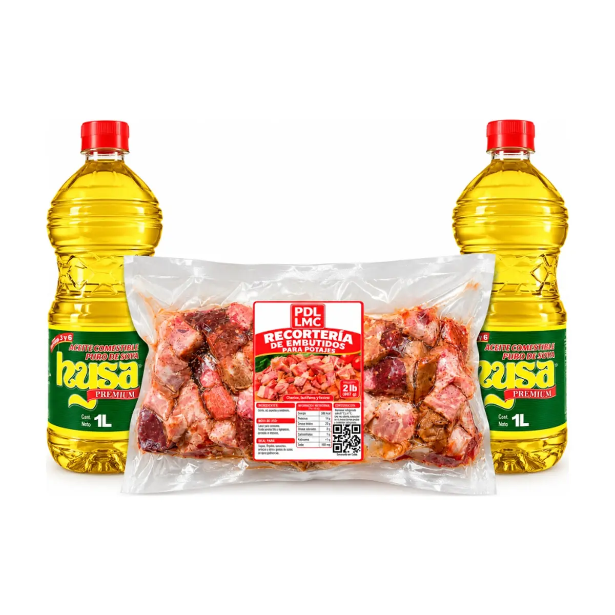 Recortería de embutidos para potajes  + Aceite de soya puro