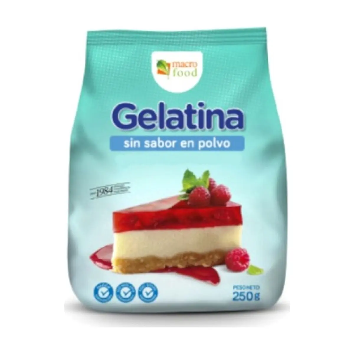 Gelatina sin sabor en polvo Macro Food (250 g / 8.81 oz)