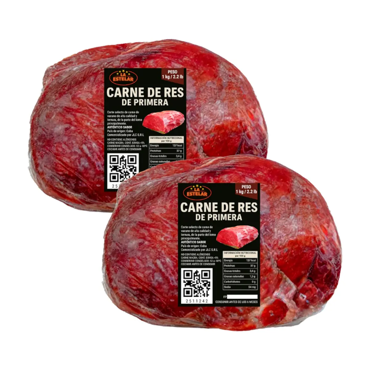 Carne de res de primera La Estelar (2 x 1 kg / 2.2 lb)