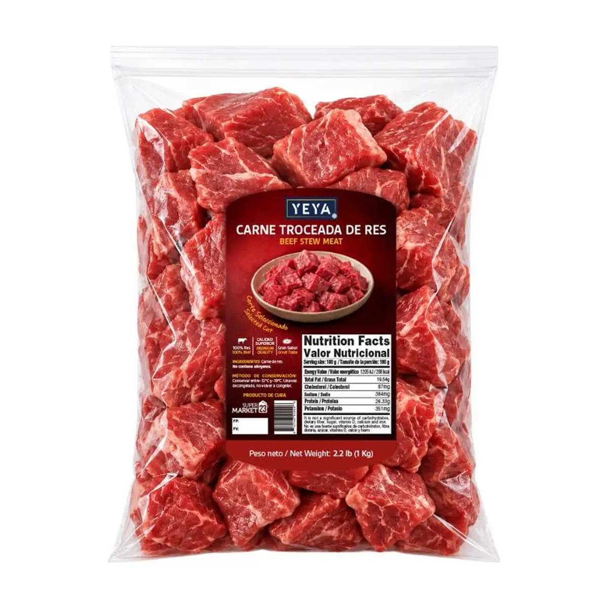Carne troceada de res YEYA (1 kg / 2.2 lb) - Miniatura 1