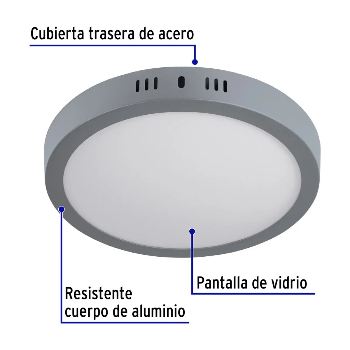 Luminario redondo gris LED 18 W Volteck PLA-216L - Thumbnail 5