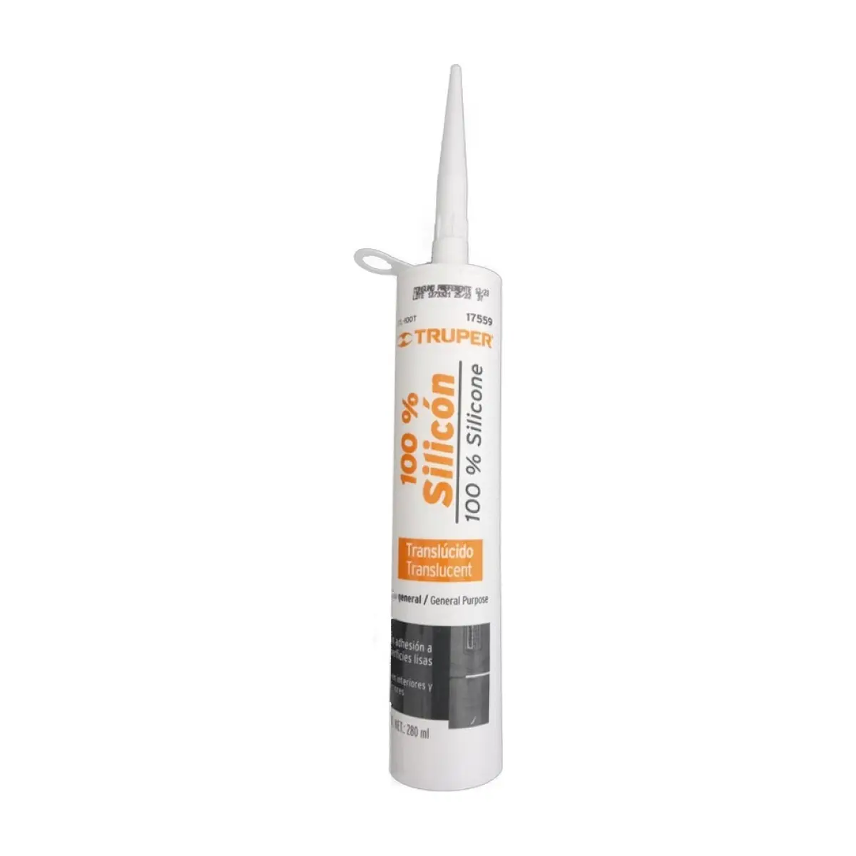 Silicona translúcida para sellado y uso general Truper SIL-100T (280 ml)