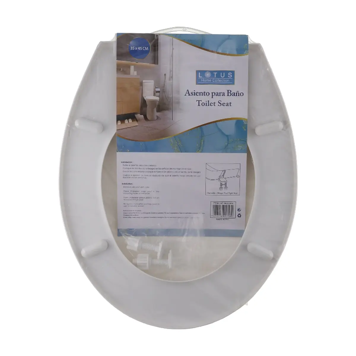 Asiento plástico blanco para baño 35 x 45 cm Lotus Home Collection - Miniatura 2
