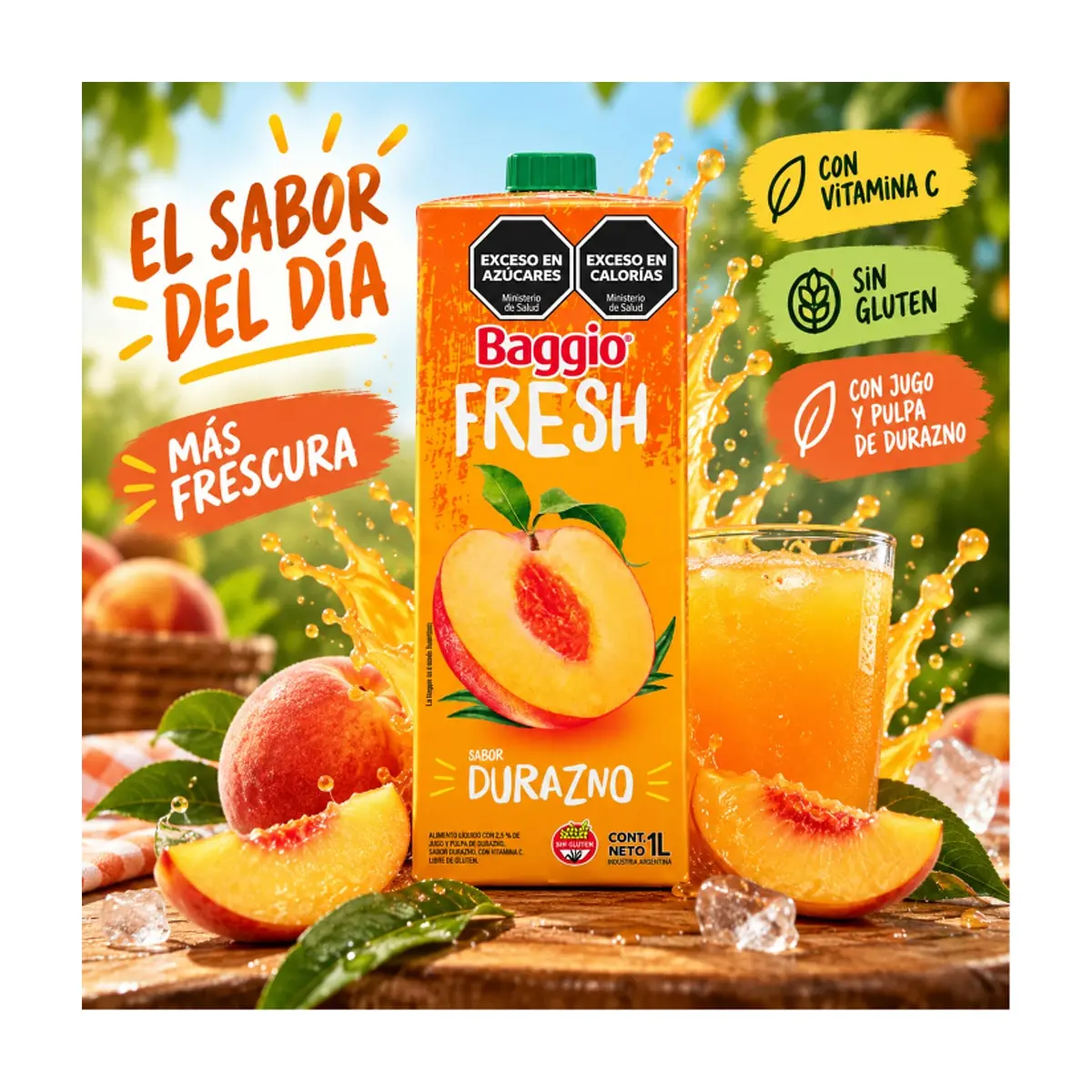 Jugo de durazno Baggio Fresh (1 L) - Miniatura 5