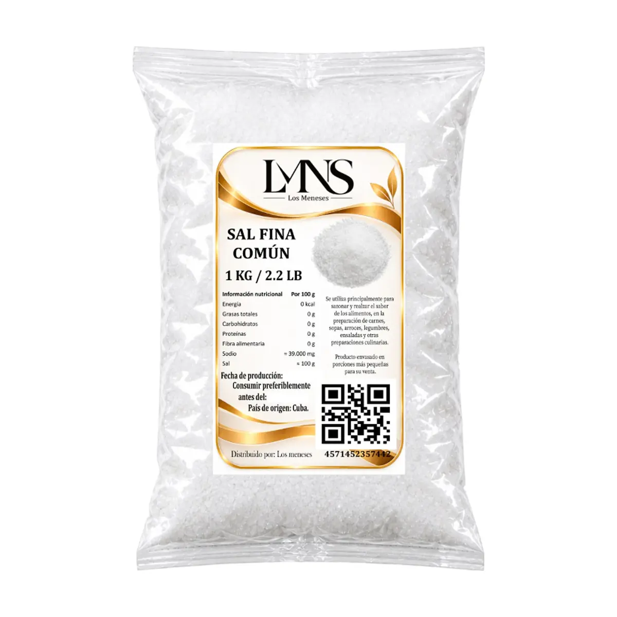 Sal fina común Los Meneses (1 kg / 2.2 lb)