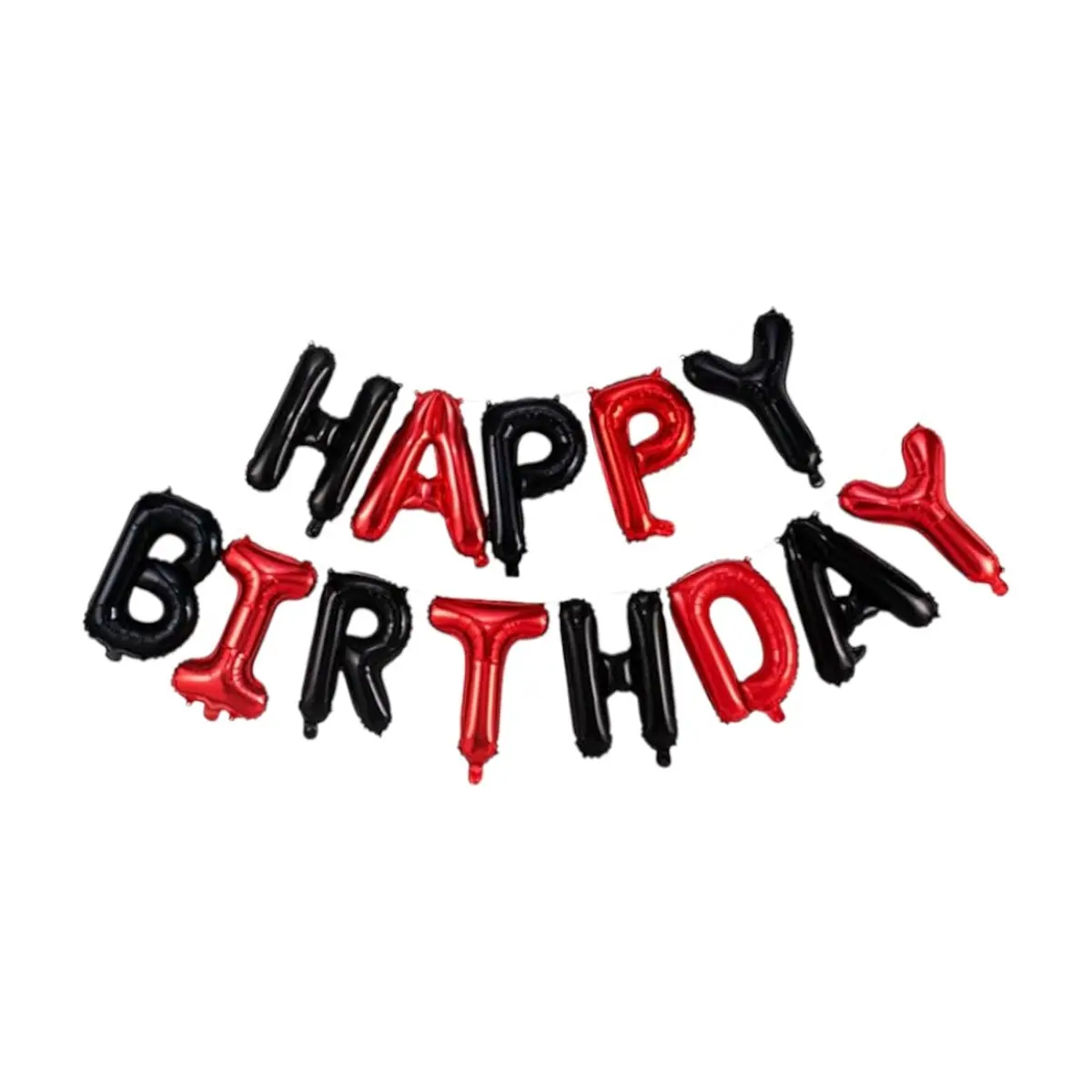 Cartel de Happy Birthday color negro y rojo Ballon (16 pulgadas)