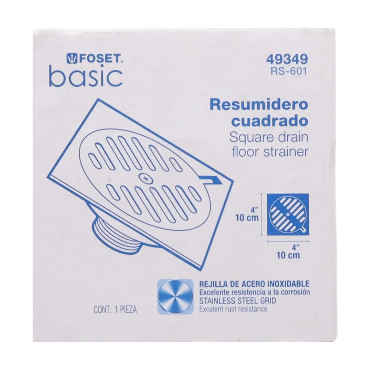 Rejilla de acero inoxidable 4" x 4" FOSET RS-601 - Thumbnail 2