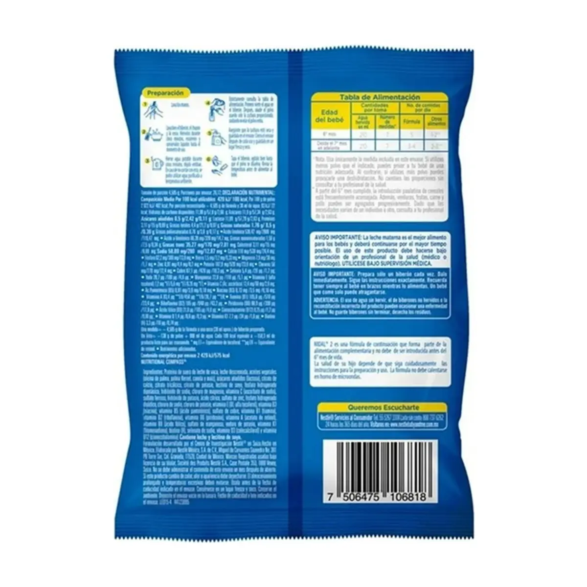 Fórmula para lactantes de 6 a 12 meses con hierro Nidal Nestlé (120 g / 4.23 oz) - Thumbnail 2