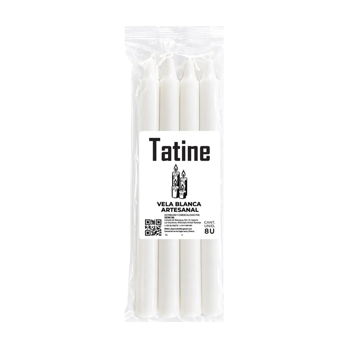 Vela blanca artesanal Tatine (8 U)