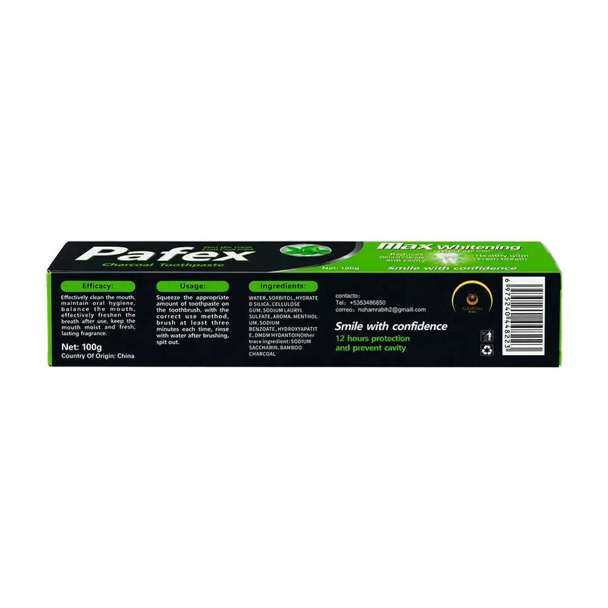 Pasta dental con carbón sabor a menta Pafex (100 g / 3.52 oz) - Thumbnail 3