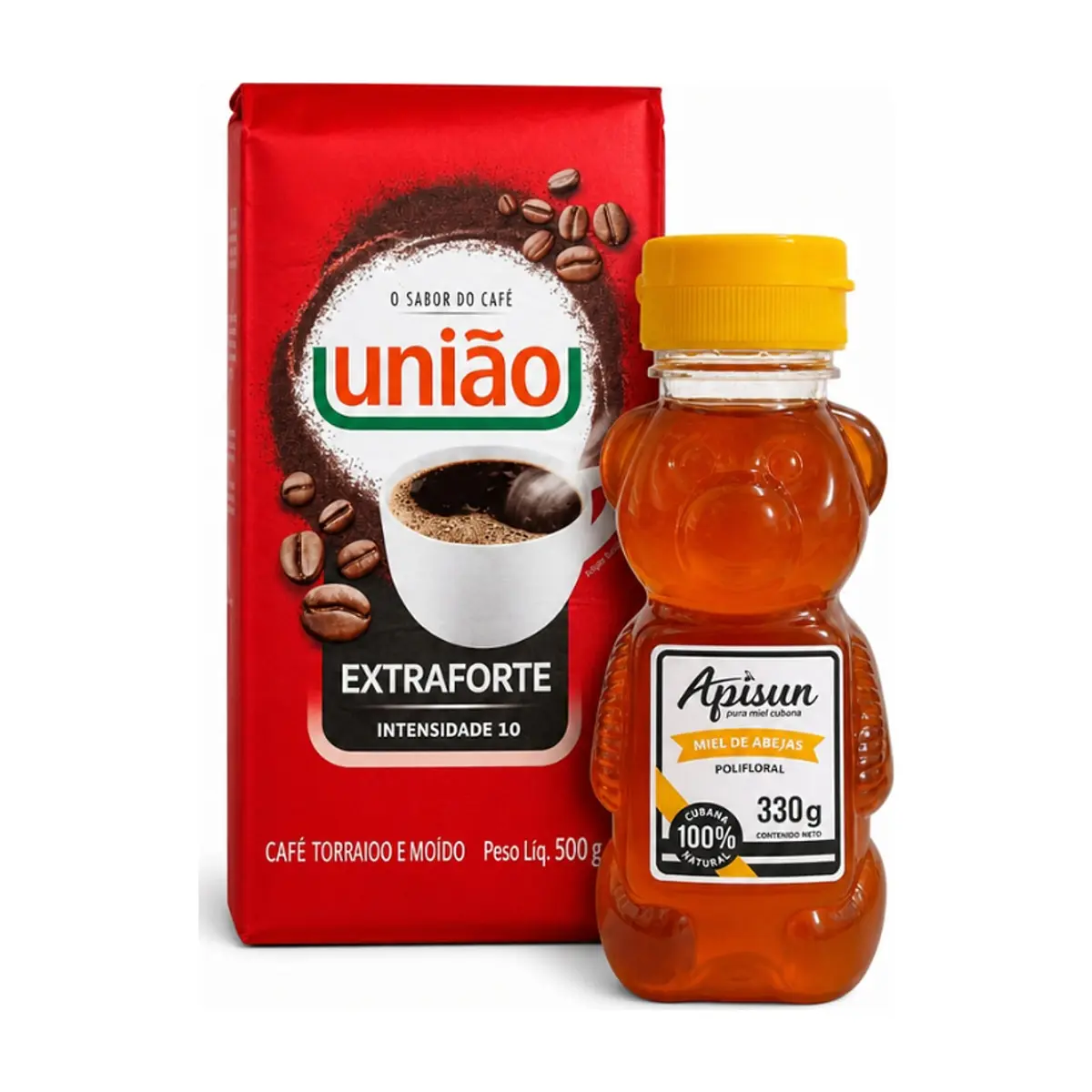 Café tostado y molido extra fuerte União + Miel de abejas 100% natural Apisun