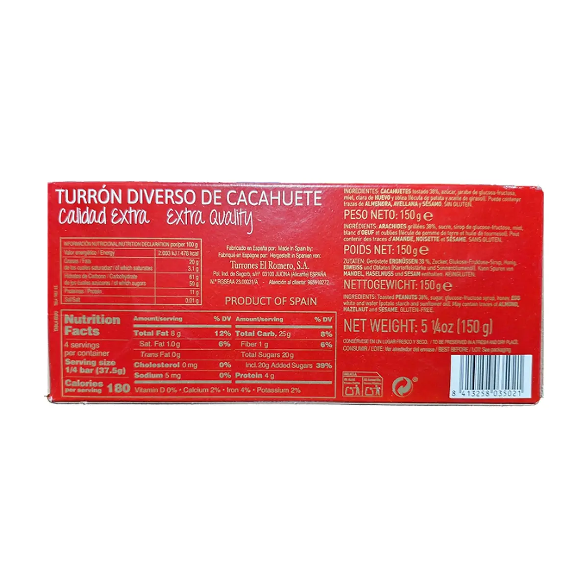 Turrón diverso de cacahuete -duro- El Navideño (150 g / 5.29 oz) - Miniatura 3