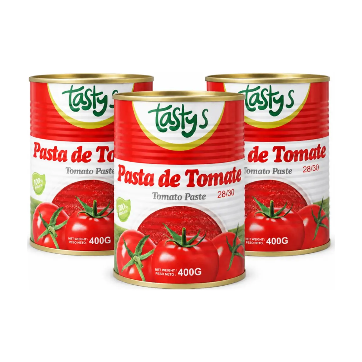 Pasta de tomate Tastys (3 x 400 g / 14 oz) - Imagen 1