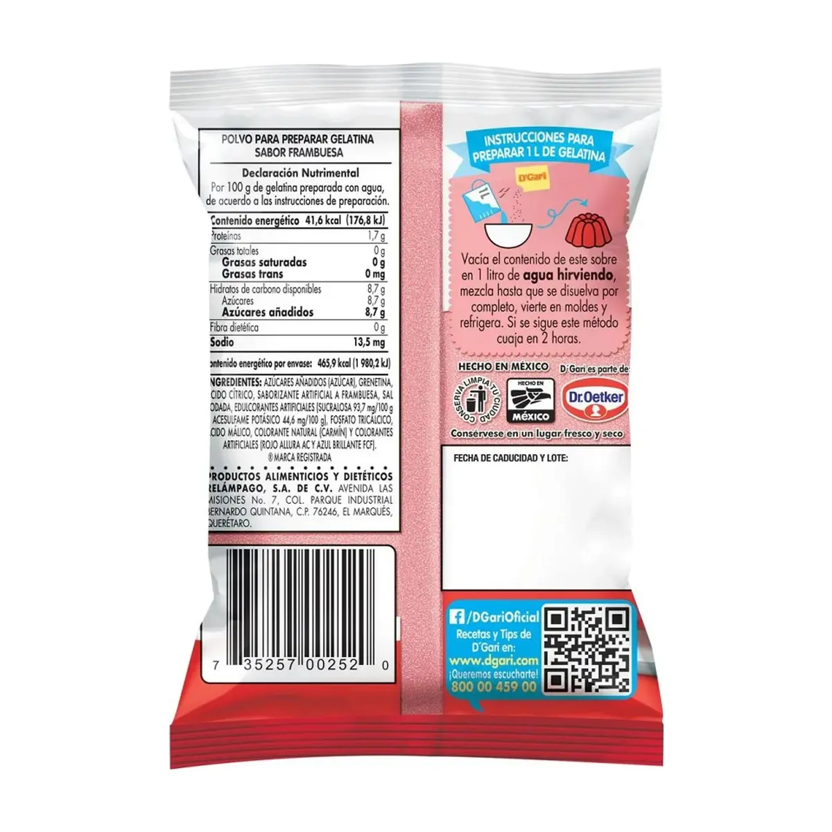 Gelatina de sabor frambuesa D'Gari (120 g / 4.23 oz) - Thumbnail 3