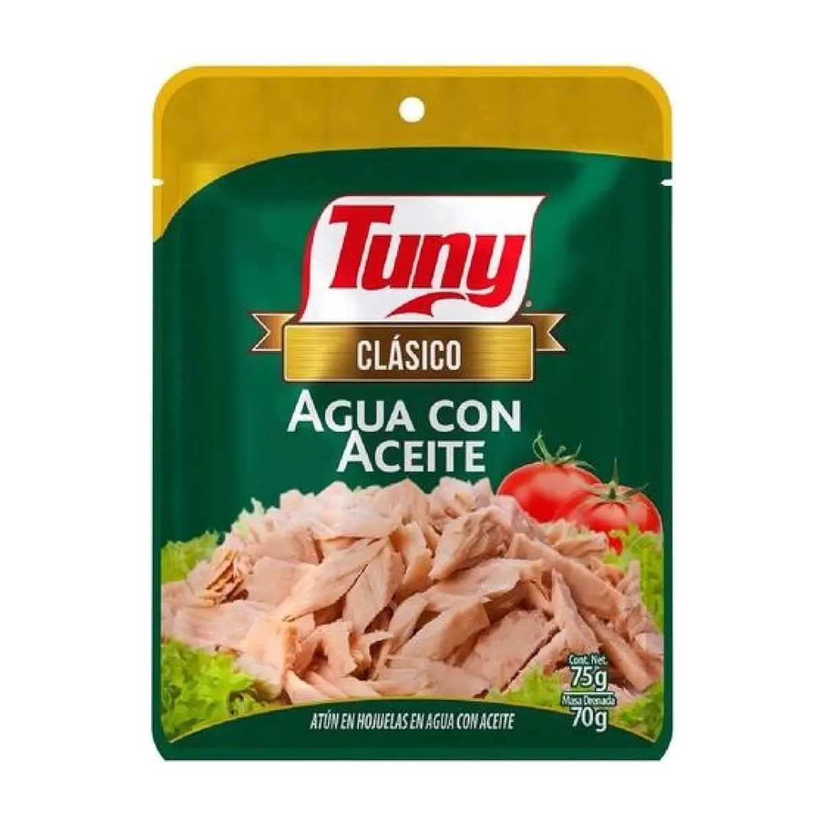 Atún en hojuelas en agua con aceite clásico Tuny (75 g / 2.64 oz)