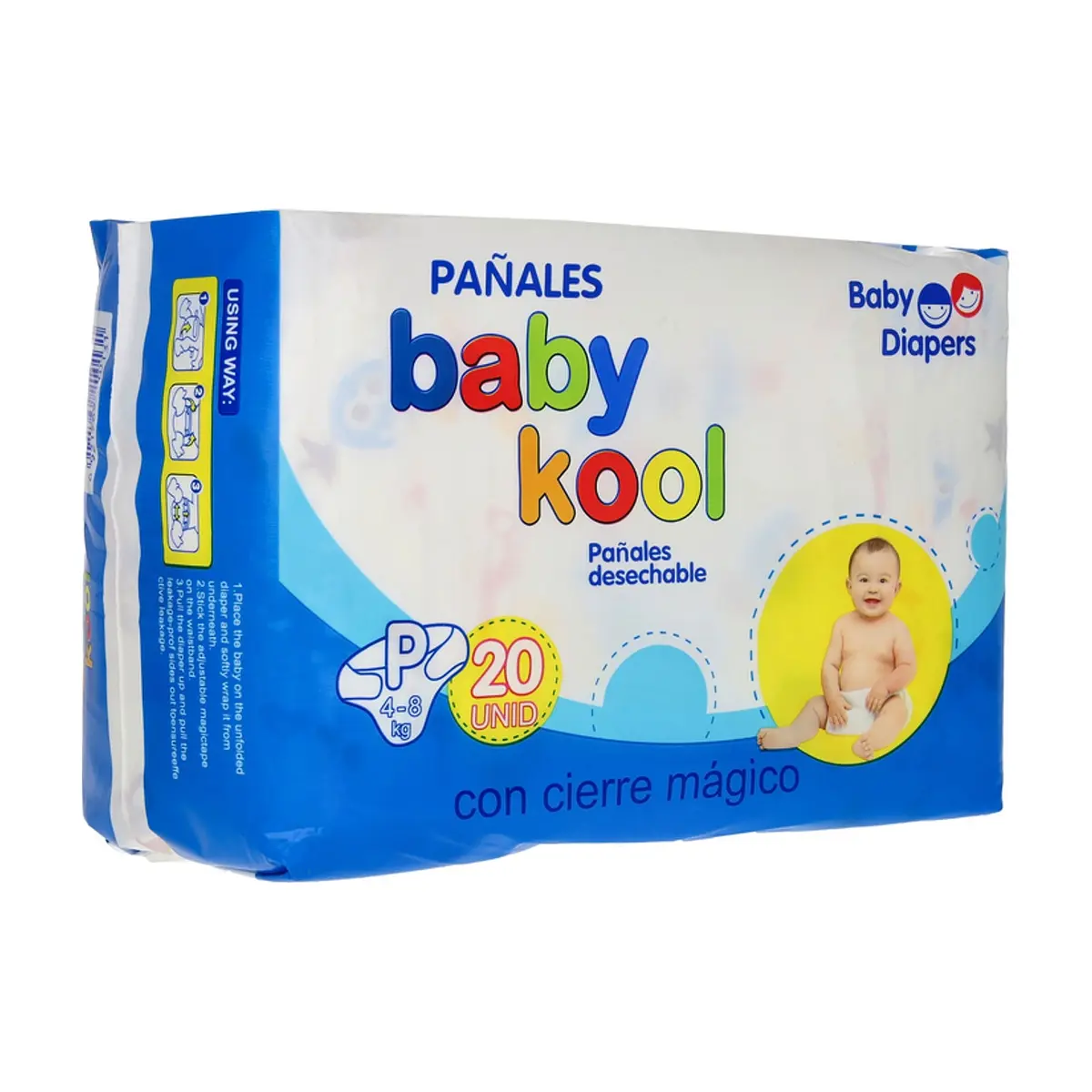 Pañales desechables para bebé talla P baby kool (20 U)