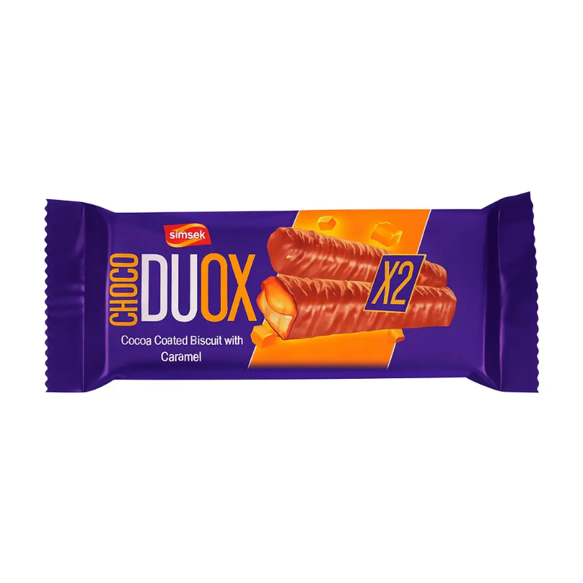 Galleta cubierta de cacao con caramelo Simsek Choco Duox (40 g / 1.4 oz)