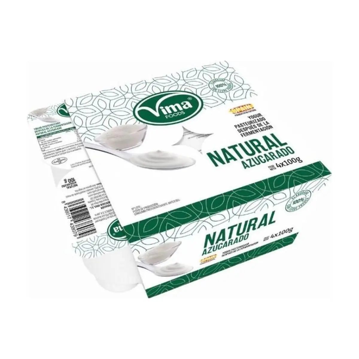 Yogurt pasteurizado natural azucarado Vima Foods (4 x 100 g / 3.52 oz) - Miniatura 1