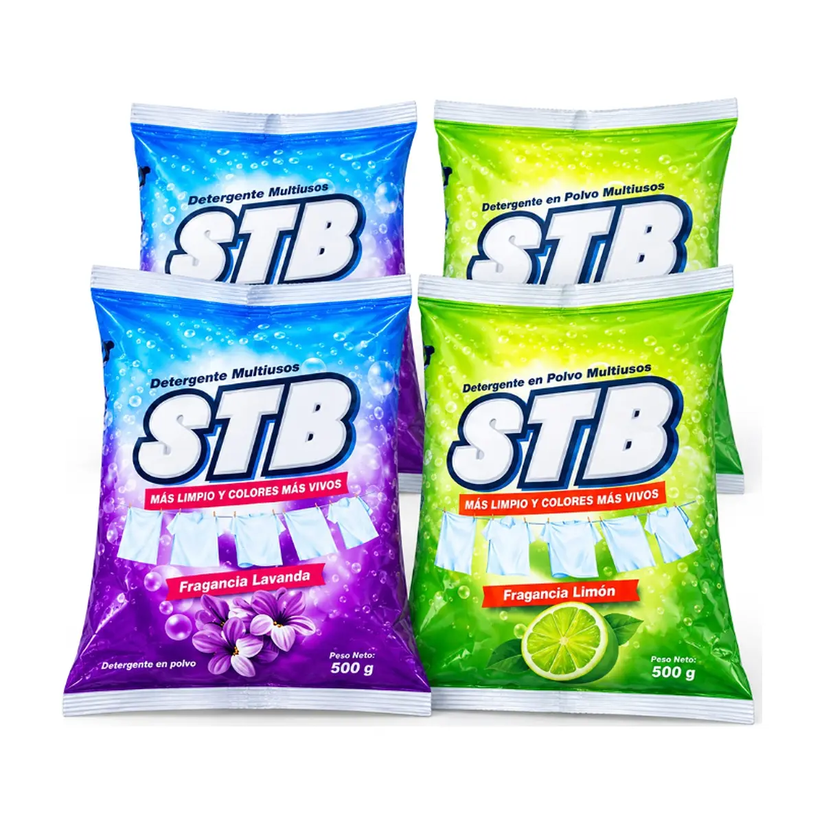 Combo de detergentes en polvo STB #5: Detergente en polvo fragancia a lavanda + Detergente en polvo fragancia a limón